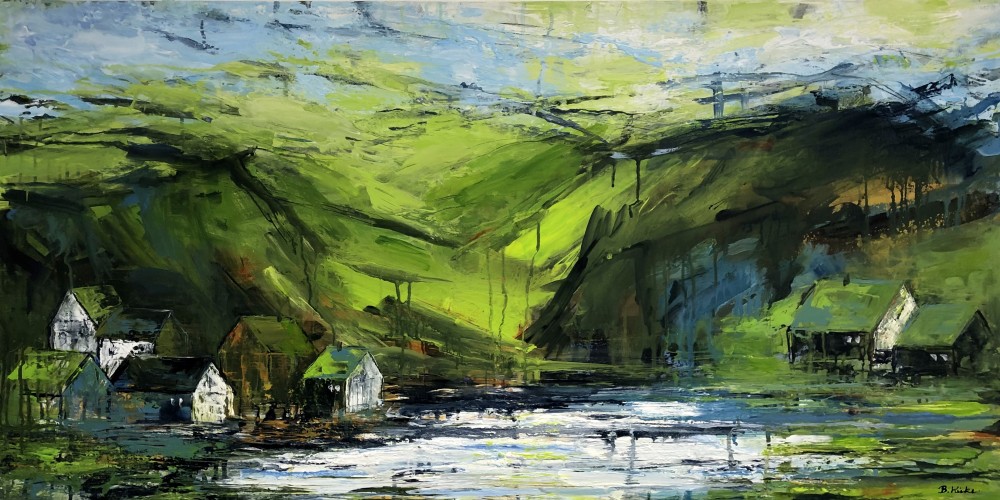 Village by the Sea. 
Painting on canvas - 60 x 120 cm.