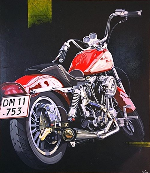 Fotograf: Eget foto
Værk  titel: The Bike 
Værk  type: Maleri 
Materiale: Acryl på lærred 
Størrelse: 150 x 130 cm. 
Færdiggjort: 1998 