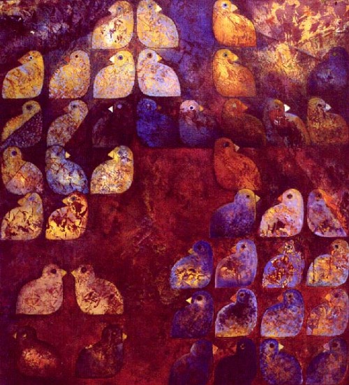 Fotograf: Ditte Channo Jessen
Værk  titel: Efterårsfugle 
Værk  type: Maleri 
Materiale: Olie på lærred 
Størrelse: 112 x 100 cm 
Færdiggjort: 1993 