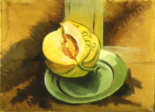 Fotograf: Eget foto
Værk  titel: Melon on green plate 
Værk  type: Maleri 
Materiale: Olie på lærred 
Størrelse: 45 x 62 cm 
Færdiggjort: 1934 