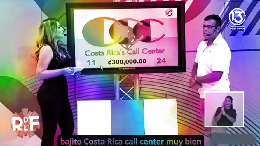 La Rueda de la Fortuna Canal 13. A supervisor at Costa Rica's Call Center wins big 3,000,000 colones