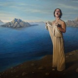Singing-woman-at-rocky-coast-120x160-cm-2015